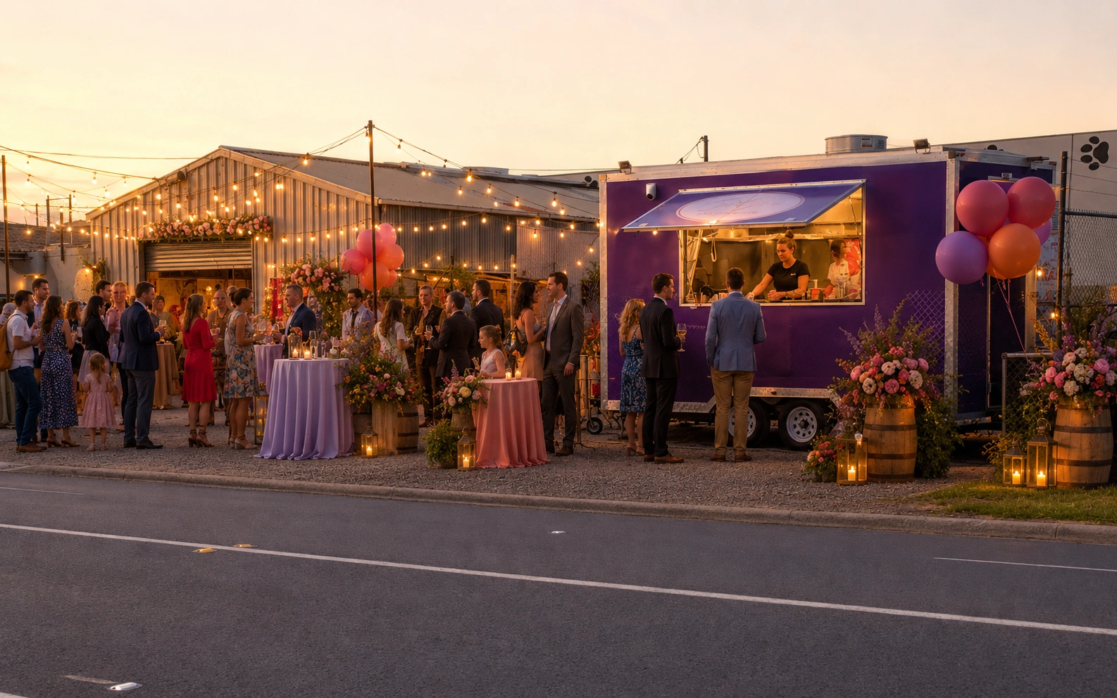Fresh street food served hot at a private celebration.